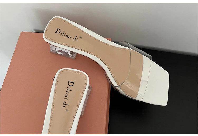 Transparent Crystal Chunky Heels – Retro & Eye-Catching Square-Toe Heels - MODISH X 