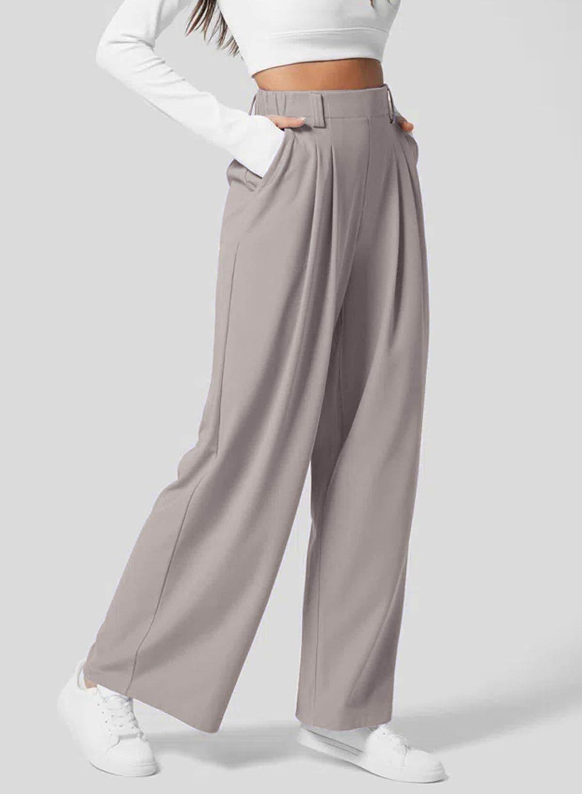 Women's Wide-Leg Elastic High-Waist Waffle Knit Pants – Stylish & Comfy - MODISH X 
