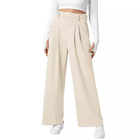 Women's Wide-Leg Elastic High-Waist Waffle Knit Pants – Stylish & Comfy - MODISH X 