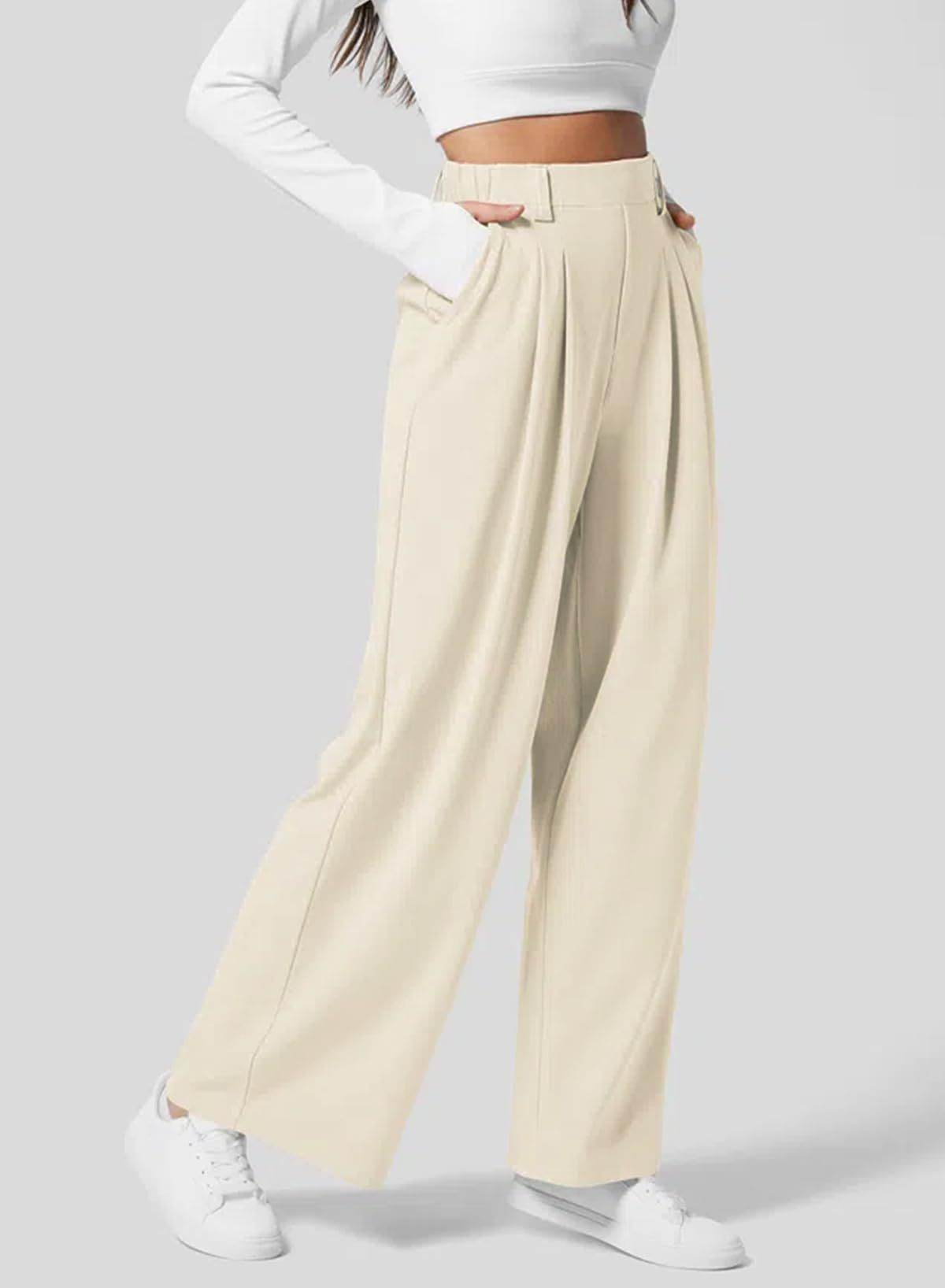 Women's Wide-Leg Elastic High-Waist Waffle Knit Pants – Stylish & Comfy - MODISH X 