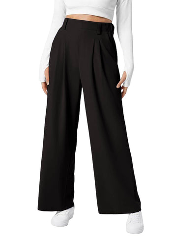 Women's Wide-Leg Elastic High-Waist Waffle Knit Pants – Stylish & Comfy - MODISH X 