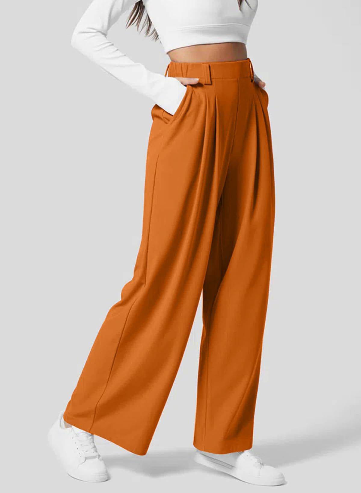 Women's Wide-Leg Elastic High-Waist Waffle Knit Pants – Stylish & Comfy - MODISH X 