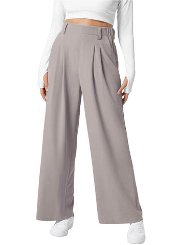 Women's Wide-Leg Elastic High-Waist Waffle Knit Pants – Stylish & Comfy - MODISH X 