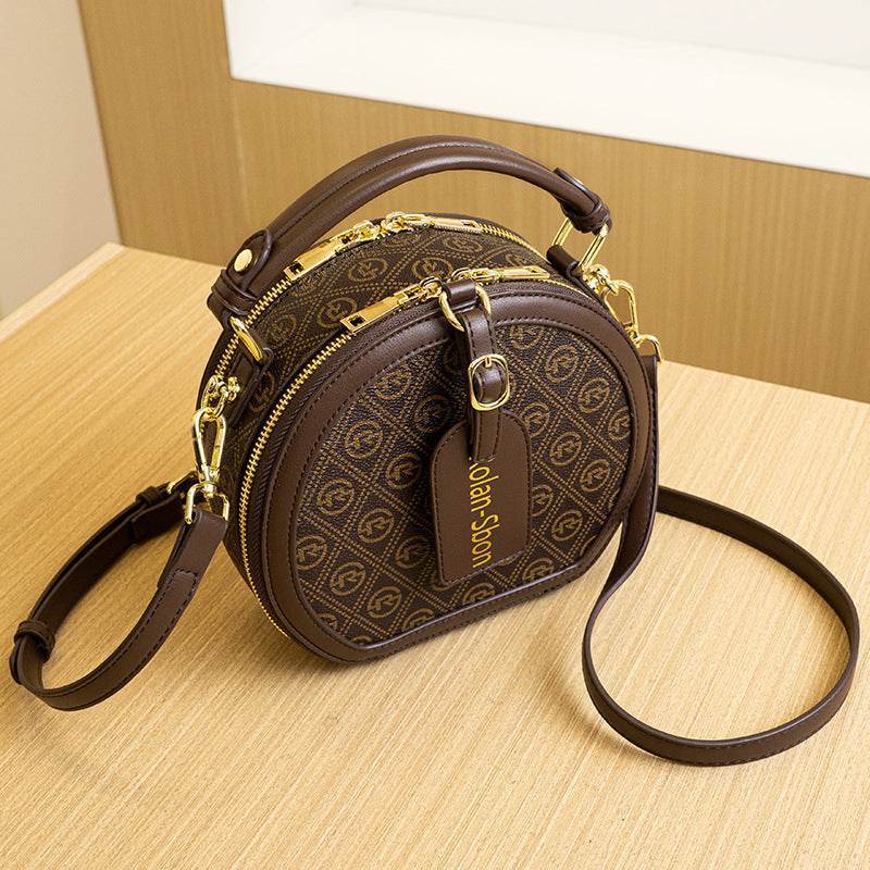 Small Black Handbag with Retro Round Design for Women - MODISH X 