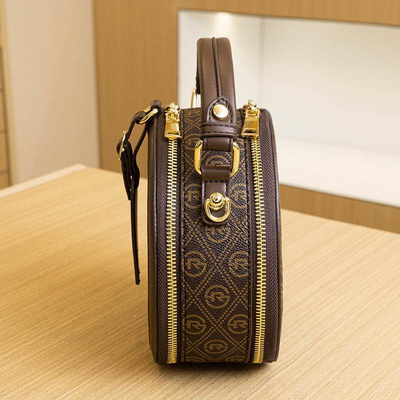 Small Black Handbag with Retro Round Design for Women - MODISH X 