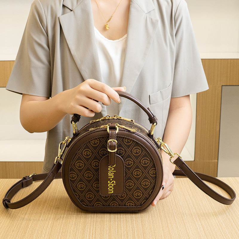 Small Black Handbag with Retro Round Design for Women - MODISH X 
