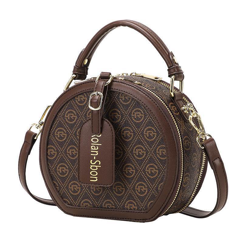 Small Black Handbag with Retro Round Design for Women - MODISH X 