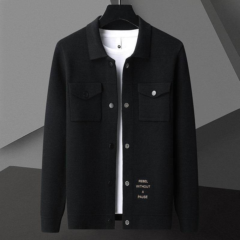 Men’s Cardigan Black Coat – Cozy Bat Sleeve Chenille Coat - MODISH X 