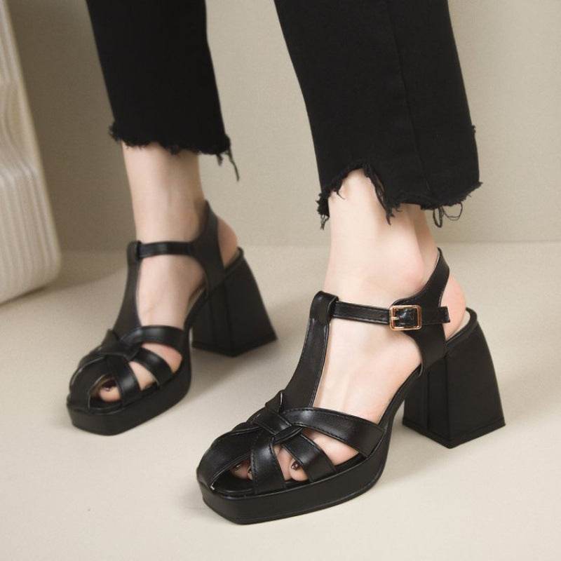 Women's Black Platform High Heels – Stylish Closed Toe Comfortable - MODISH X 