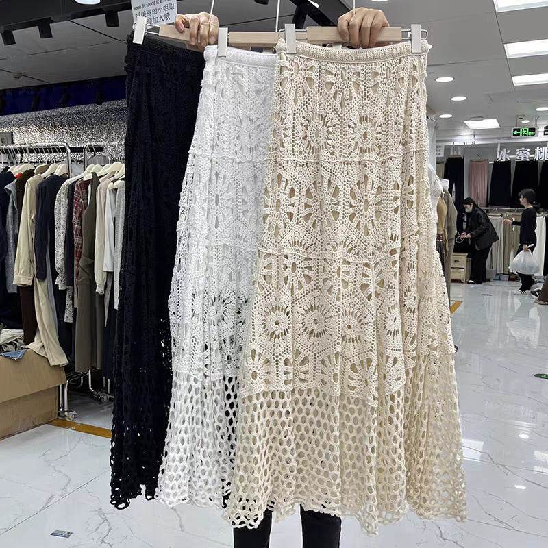 Women's Lace Patchwork A-Line Skirts – Elegant Boho-Chic Style - MODISH X 