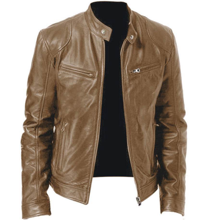 Men’s Fleece-Lined Leather Zipper Coat – Warm, Stylish, & Waterproof - MODISH X 