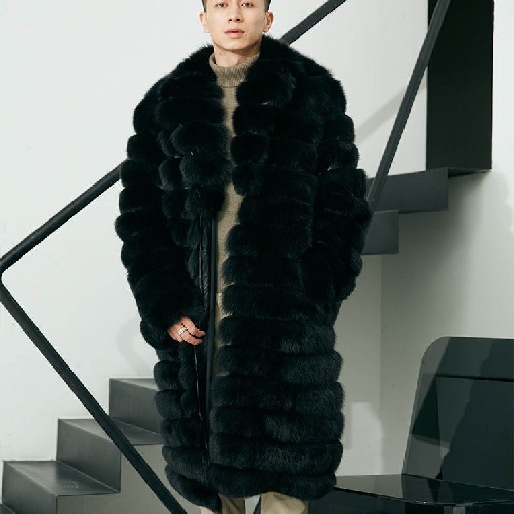 Men’s Long Fur Coat – Real Fox Fur Luxury Winter Coat - MODISH X 