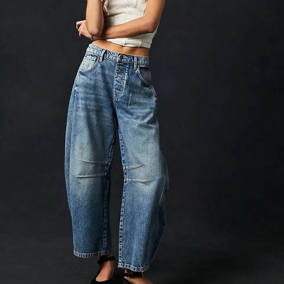 Women’s High-Rise Loose-Fit Denim Trousers – Comfy, Trendy & Effortless - MODISH X 