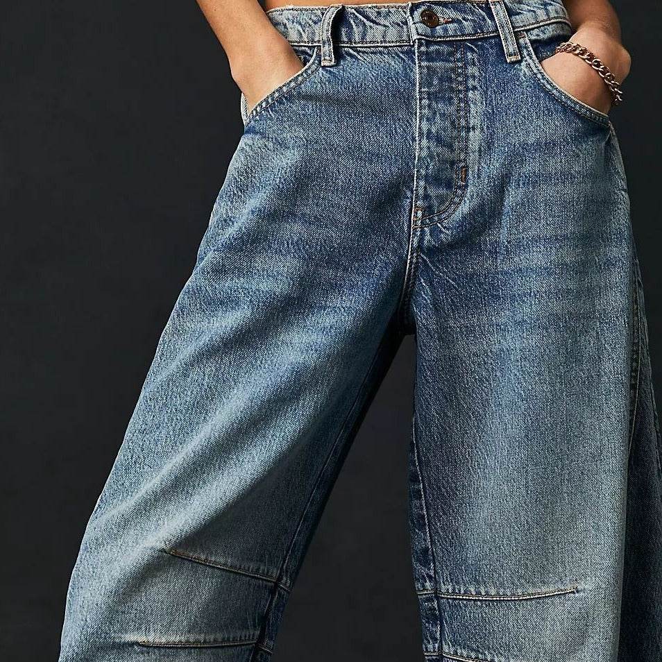 Women’s High-Rise Loose-Fit Denim Trousers – Comfy, Trendy & Effortless - MODISH X 