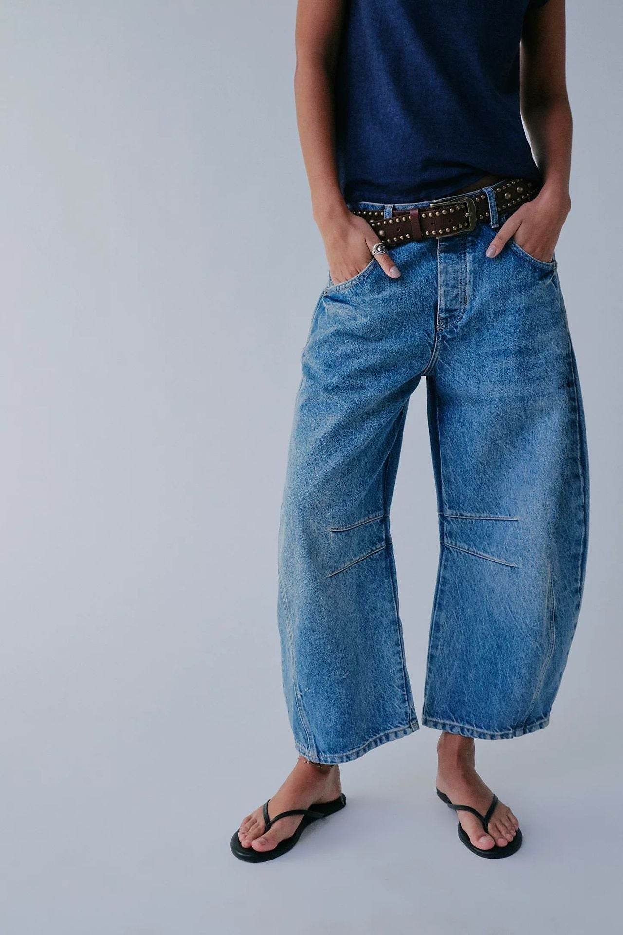 Women’s High-Rise Loose-Fit Denim Trousers – Comfy, Trendy & Effortless - MODISH X 