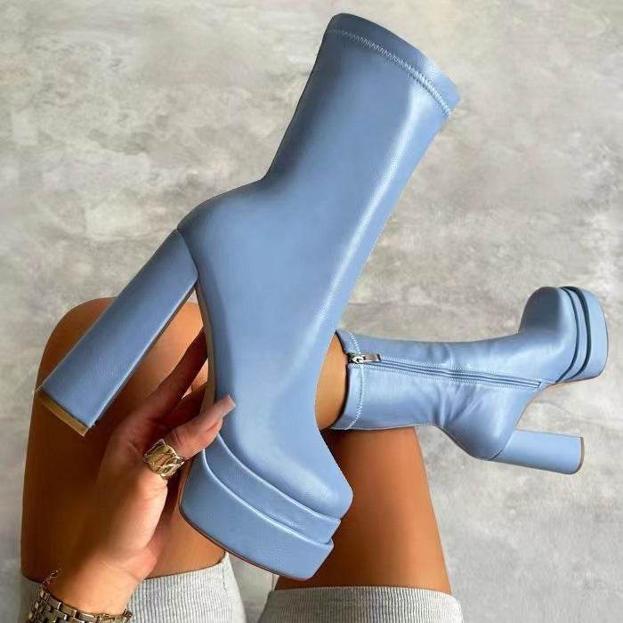 Black Chunky Heel Boots – Stylish Platform Leather Boots for Women - MODISH X 