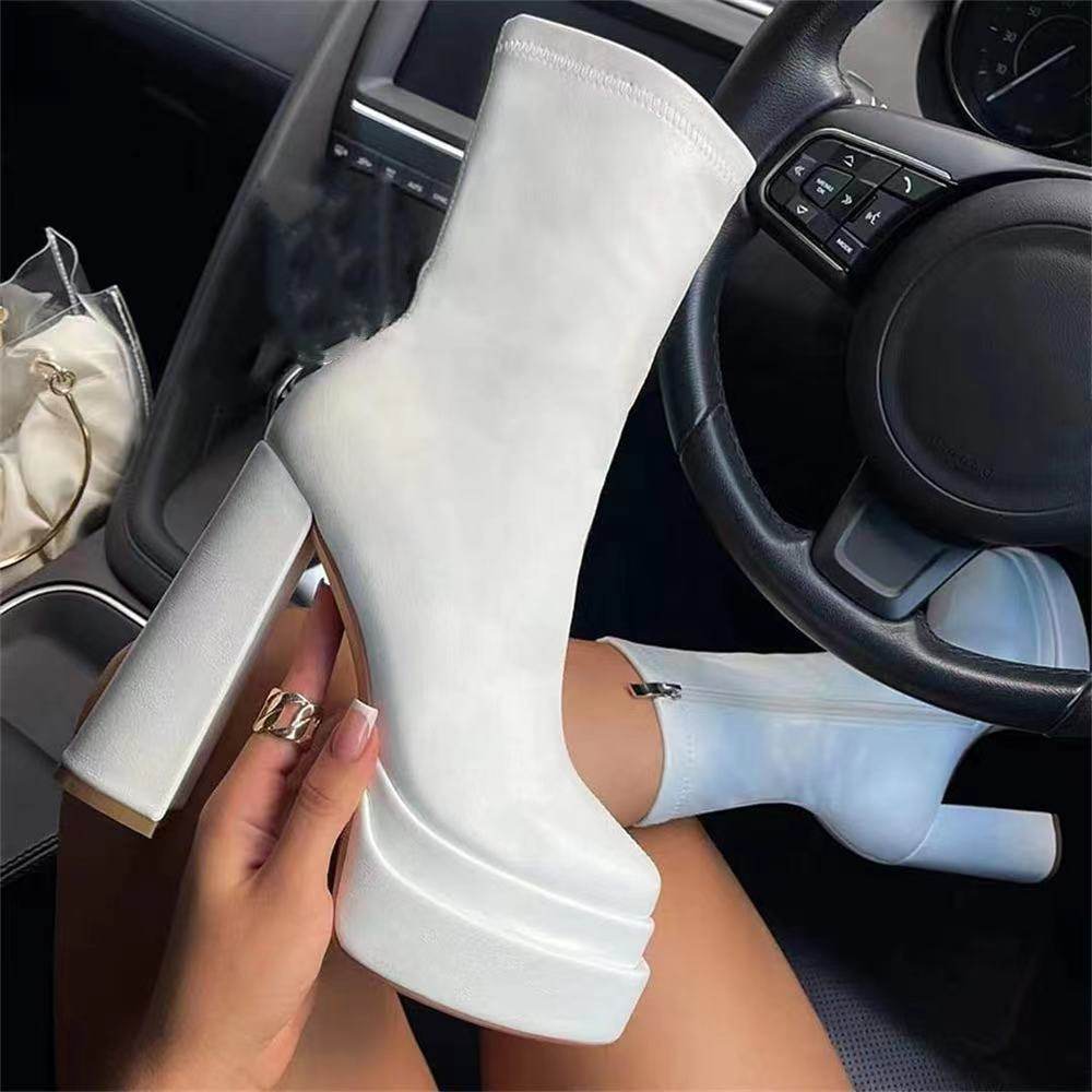 Black Chunky Heel Boots – Stylish Platform Leather Boots for Women - MODISH X 