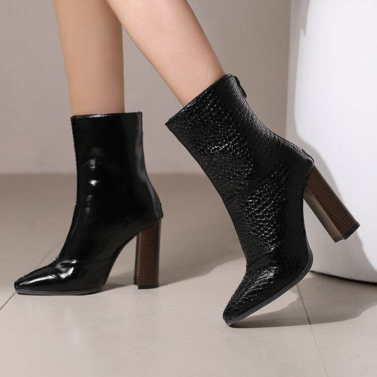 High Heel Ankle Boots – Fleece-Lined French Style Boots for Women - MODISH X 