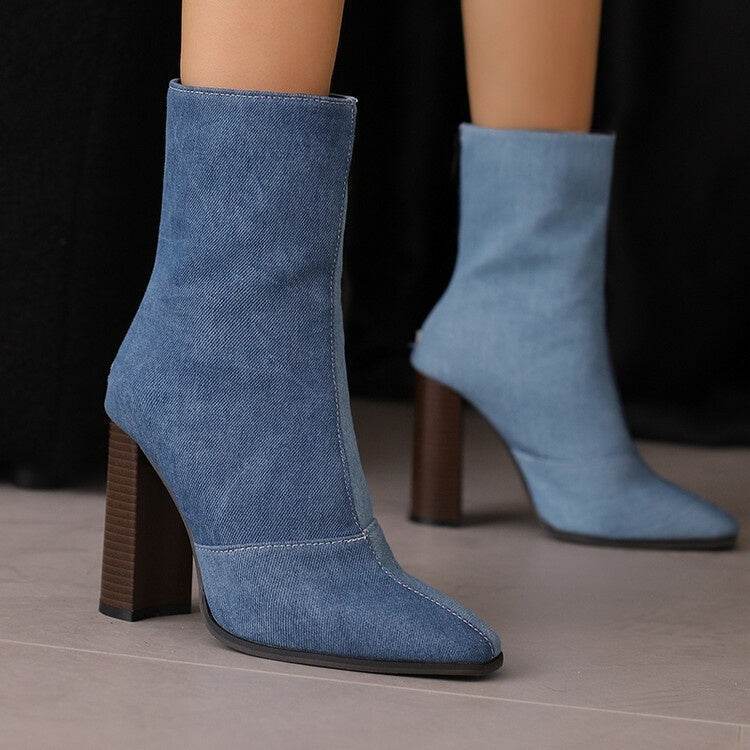 High Heel Ankle Boots – Fleece-Lined French Style Boots for Women - MODISH X 