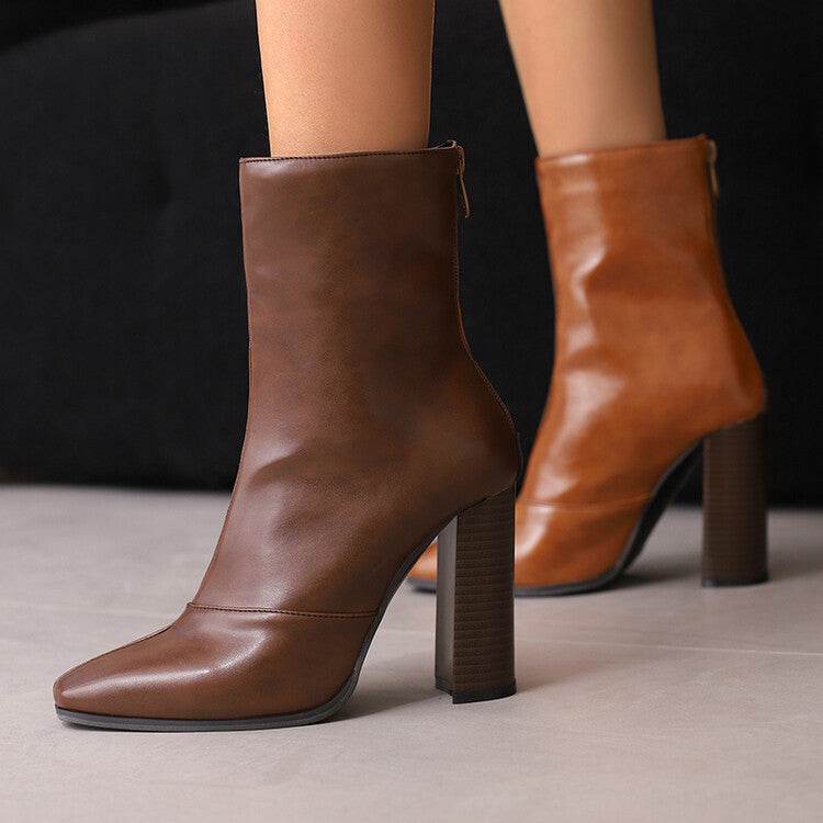 High Heel Ankle Boots – Fleece-Lined French Style Boots for Women - MODISH X 