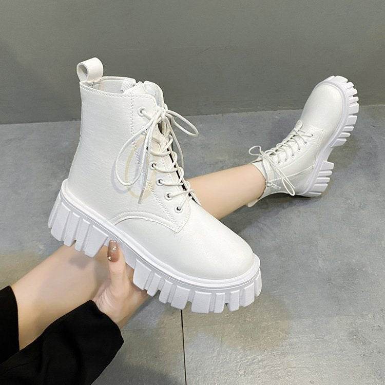 Women's Lace-Up Boots – Modish Mid Heel Winter Boots - MODISH X 
