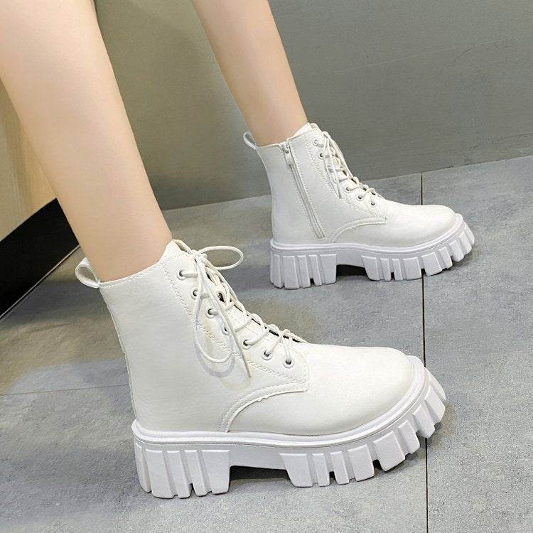 Women's Lace-Up Boots – Modish Mid Heel Winter Boots - MODISH X 