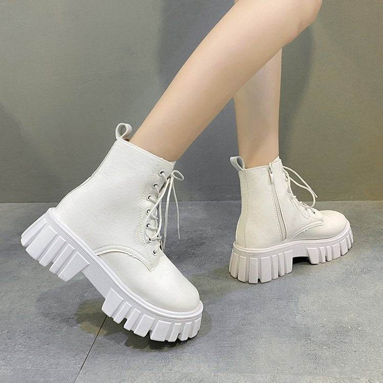 Women's Lace-Up Boots – Modish Mid Heel Winter Boots - MODISH X 