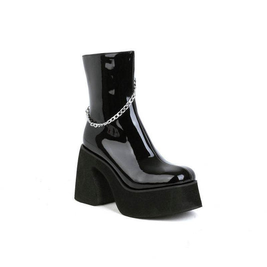 Women's Patent Leather Ankle Boots – Modish High Heel Winter Martin Boots - MODISH X 