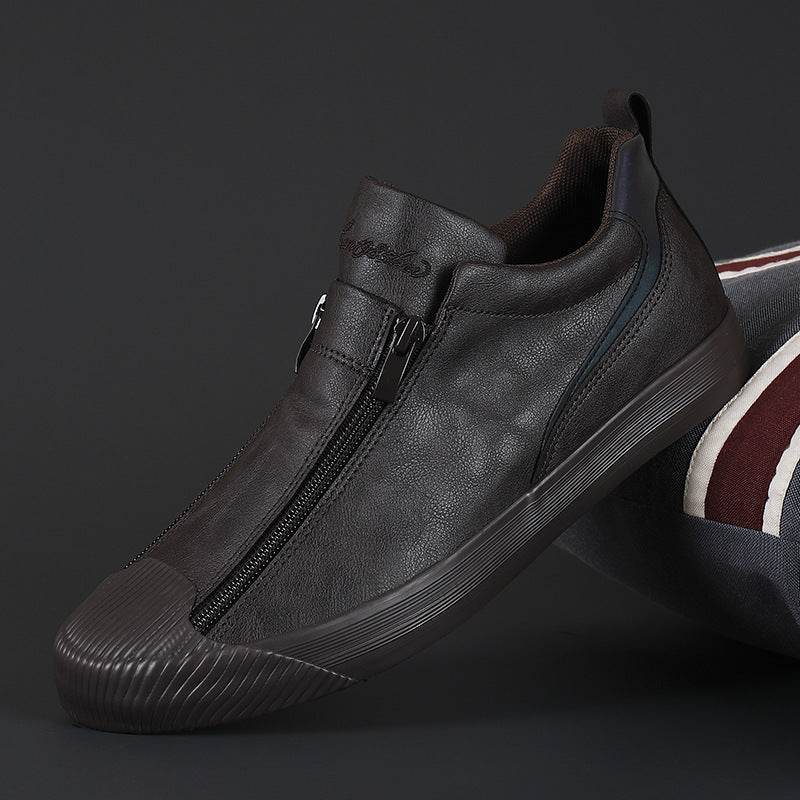 Men’s Double Zipper Casual Board Shoes – Breathable Canvas, Non-Slip Sole - MODISH X 