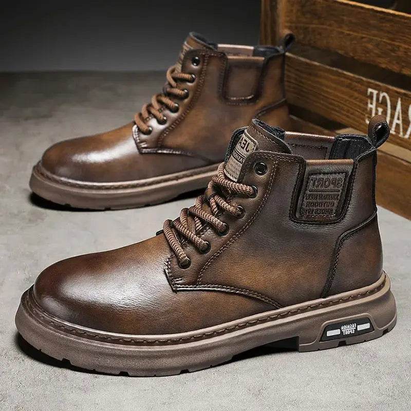 Men’s Genuine Leather Cowhide Work Boots – Durable Outdoor Style Shoes - MODISH X 