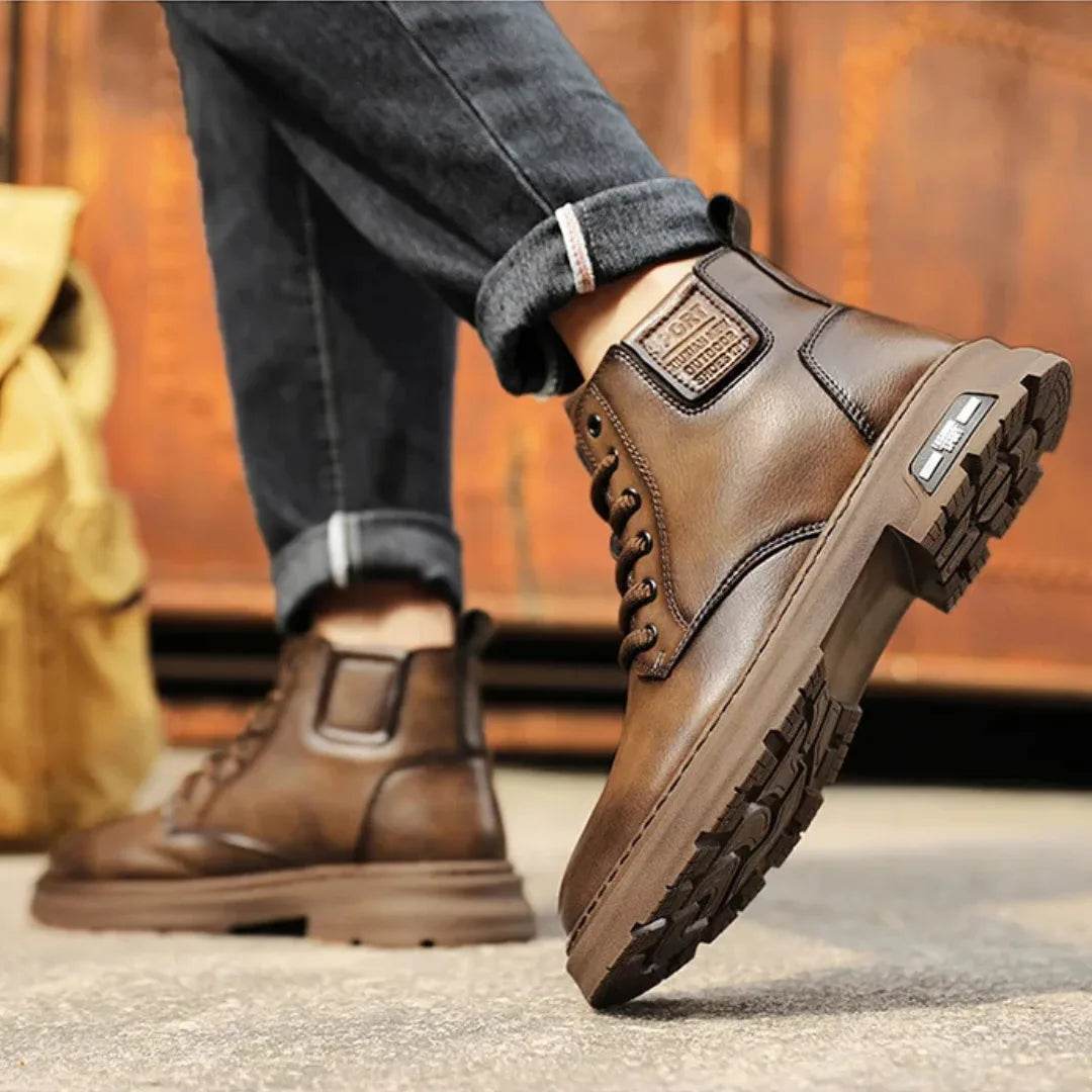 Men’s Genuine Leather Cowhide Work Boots – Durable Outdoor Style Shoes - MODISH X 