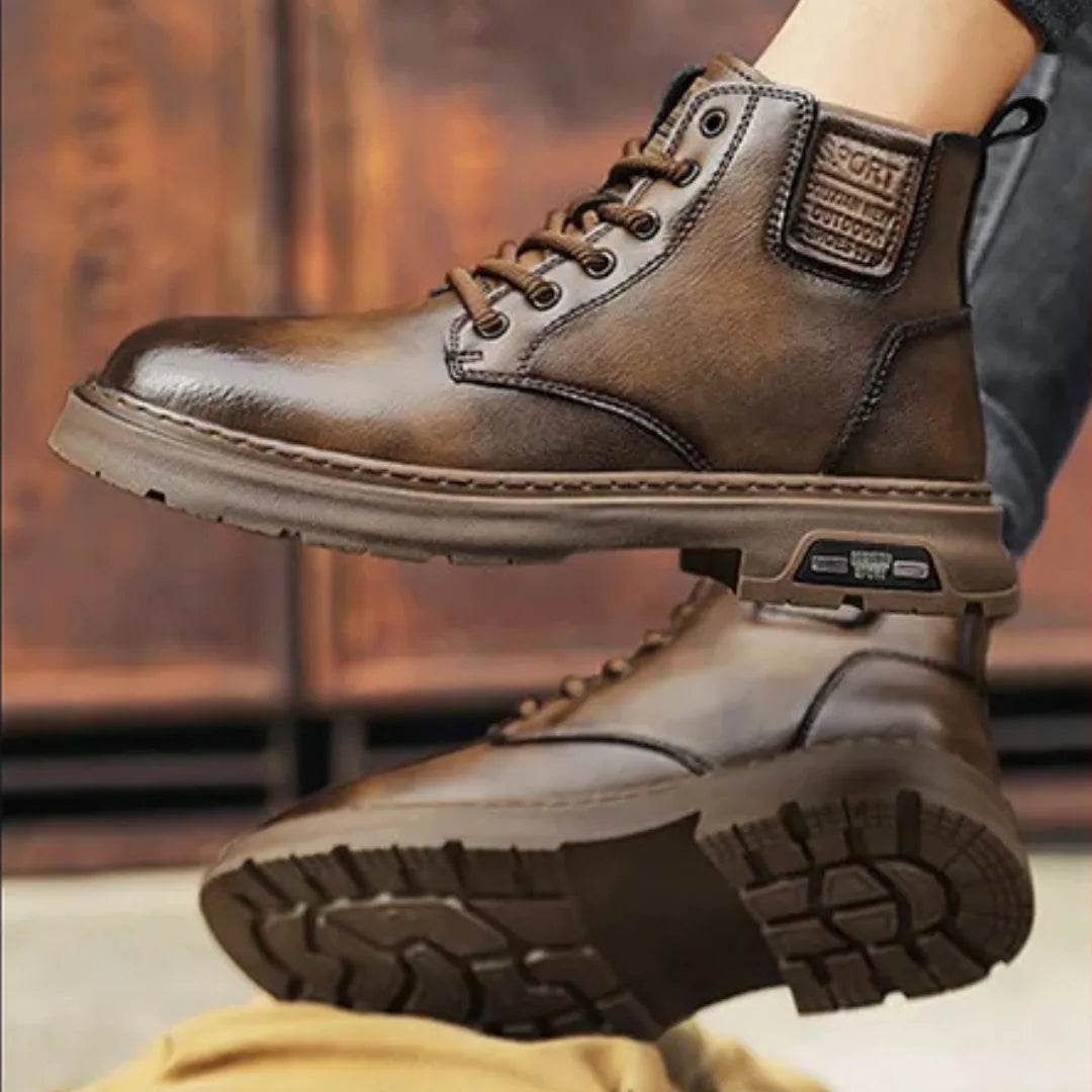 Men’s Genuine Leather Cowhide Work Boots – Durable Outdoor Style Shoes - MODISH X 