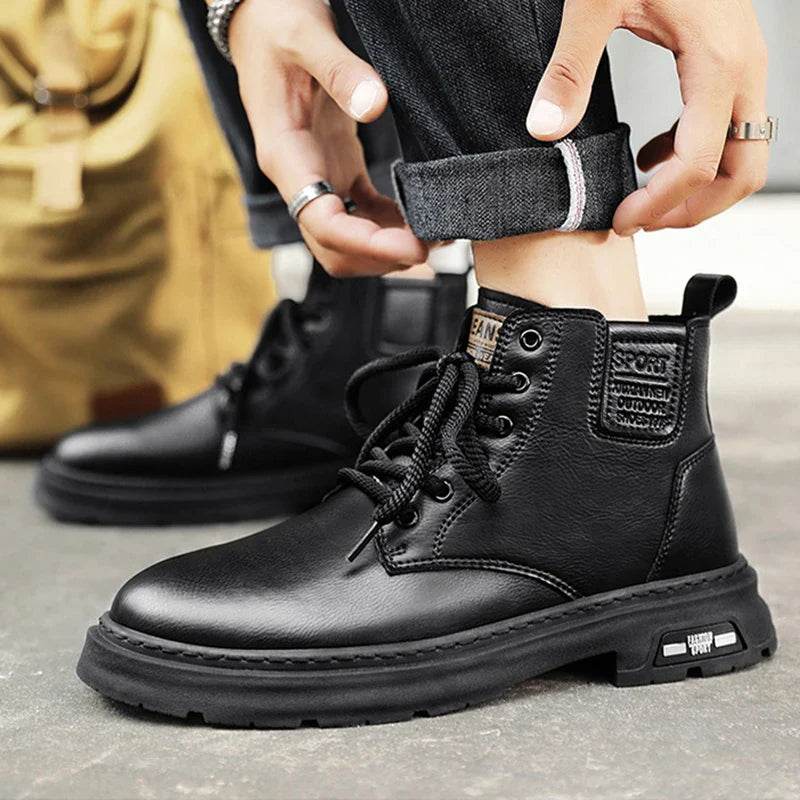 Men’s Genuine Leather Cowhide Work Boots – Durable Outdoor Style Shoes - MODISH X 