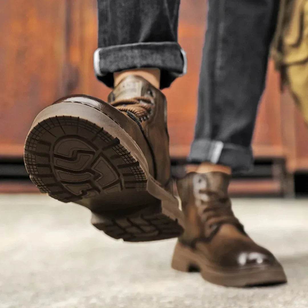 Men’s Genuine Leather Cowhide Work Boots – Durable Outdoor Style Shoes - MODISH X 