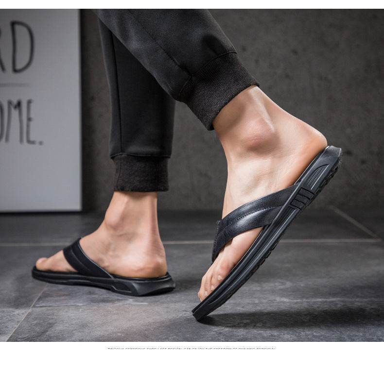 Men's Summer Flip-flops Leather Flip-flops Beach Slippers - MODISH X 