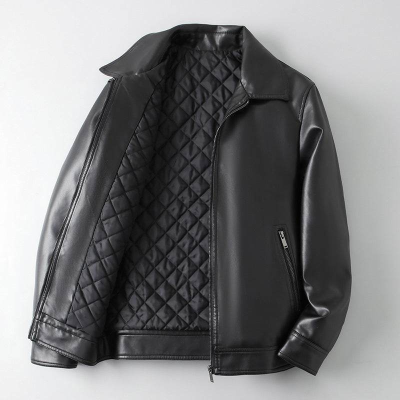 Men’s Lightweight Leather Jacket – Sleek & Stylish Lapel Design - MODISH X 