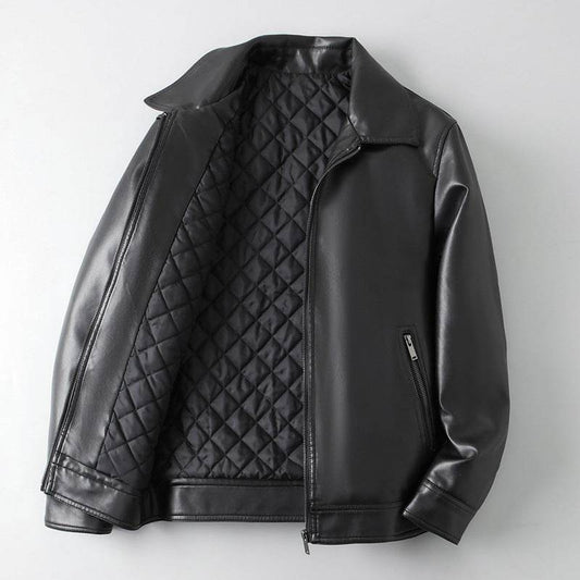 Men’s Lightweight Leather Jacket – Sleek & Stylish Lapel Design - MODISH X 
