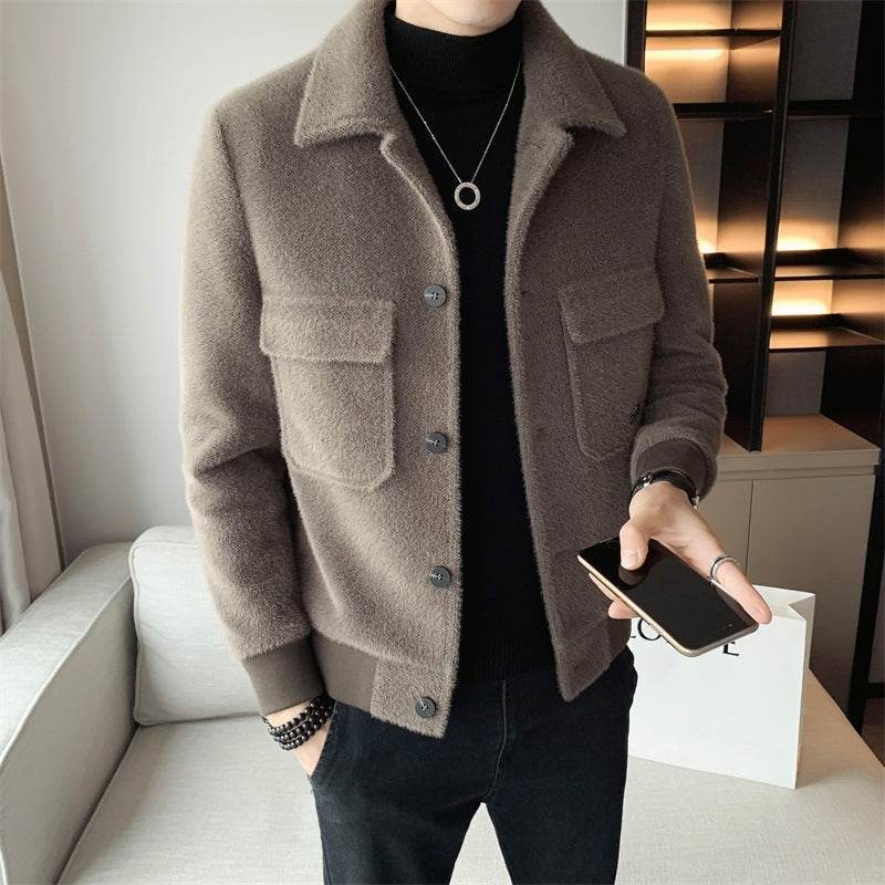 Men’s Velvet Fur Coat – Luxurious Black Winter Jacket - MODISH X 