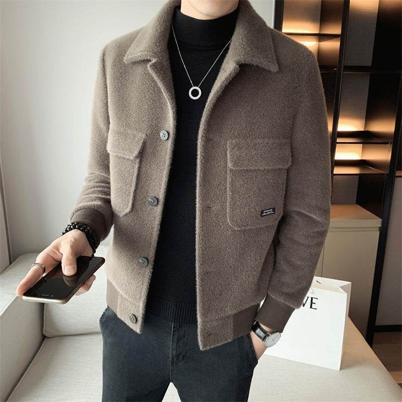 Men’s Velvet Fur Coat – Luxurious Black Winter Jacket - MODISH X 