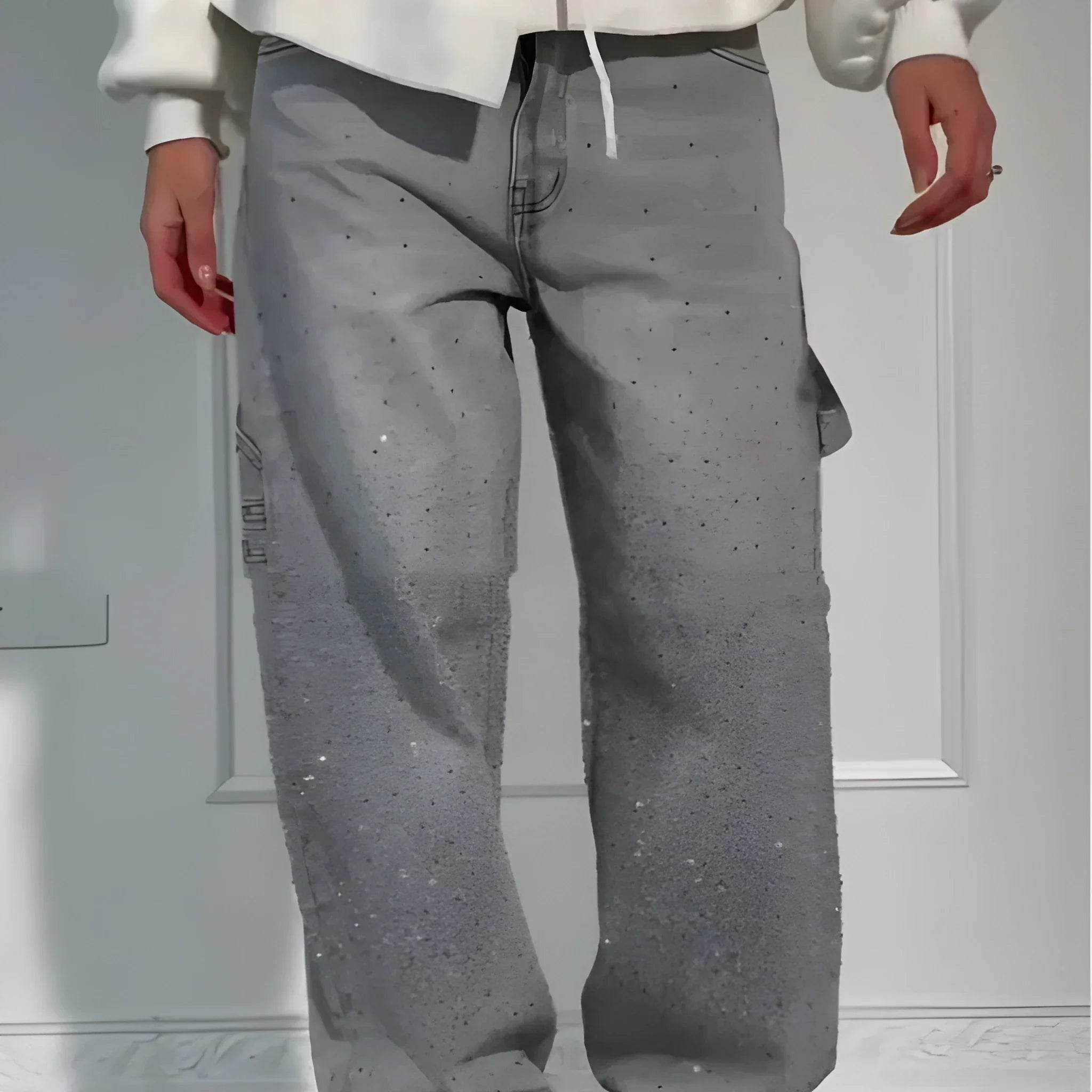 Women’s Rhinestone Harem Jeans – Trendy High Waist Street Style - MODISH X 