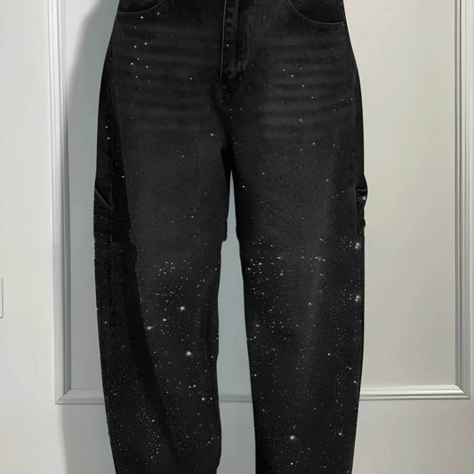 Women’s Rhinestone Harem Jeans – Trendy High Waist Street Style - MODISH X 