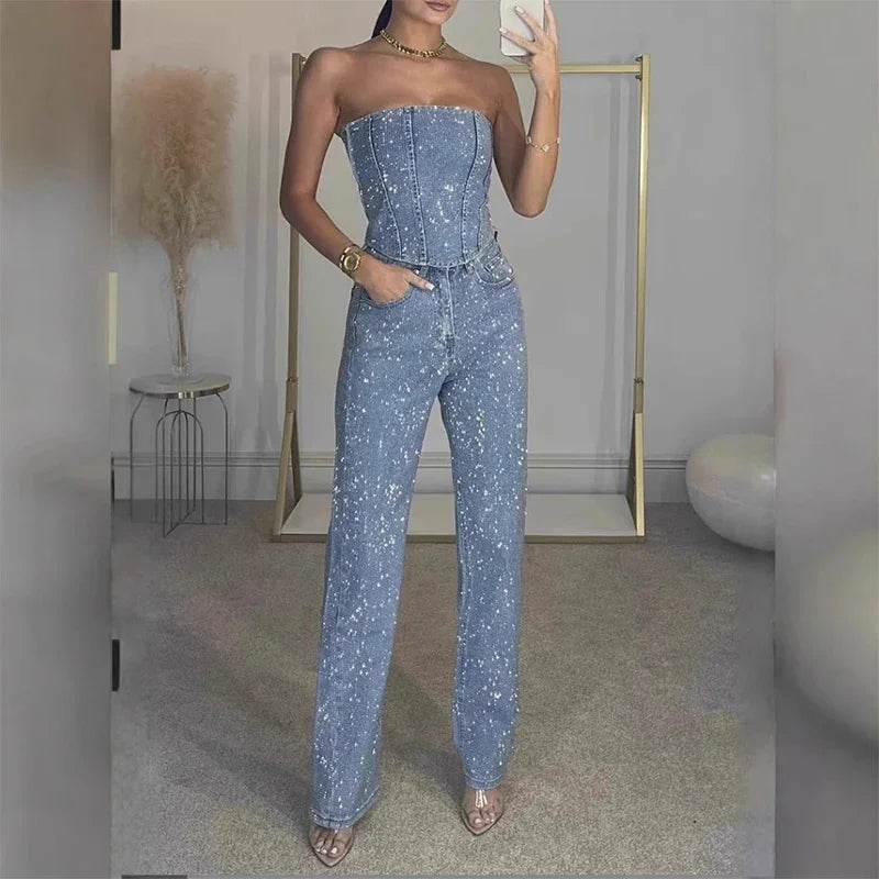 Women’s Shiny Sequined Vest Pants Set – Stylish Party Outfit - MODISH X 
