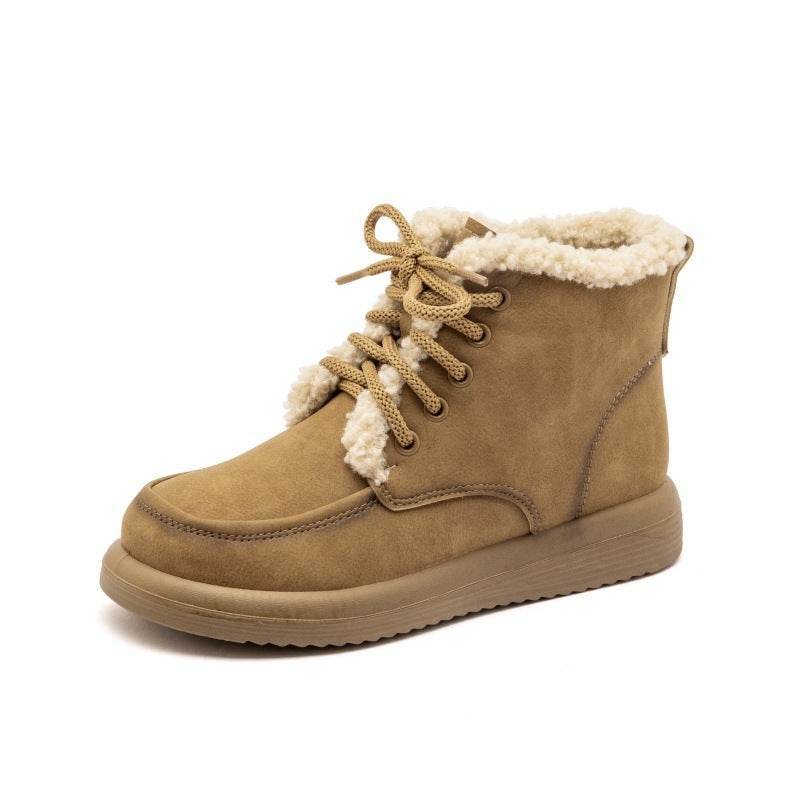 Women's Lace-Up Plush Snow Boots – Stylish Winter Ankle Boots - MODISH X 
