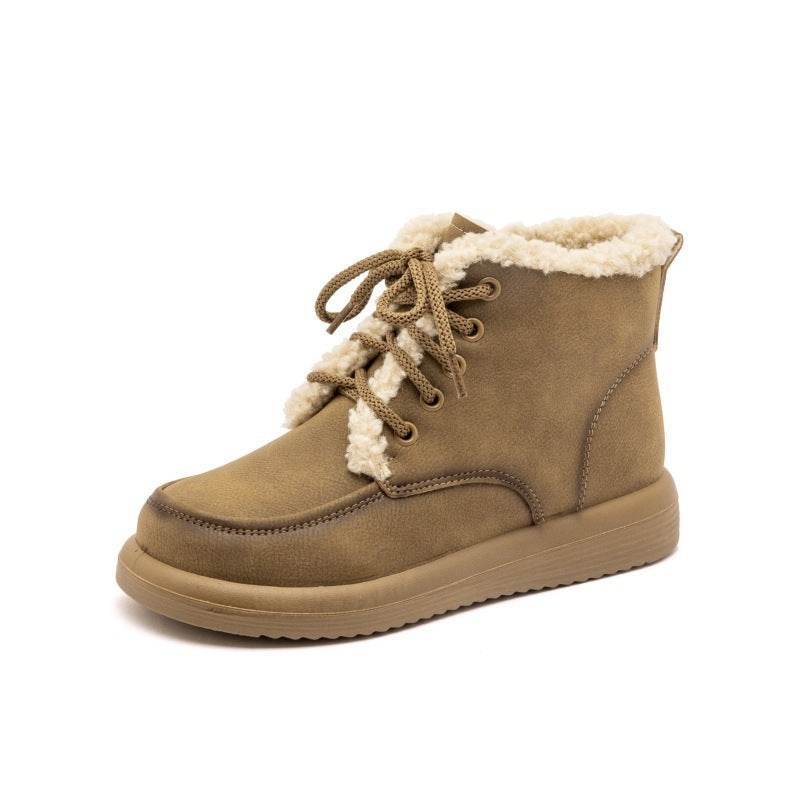 Women's Lace-Up Plush Snow Boots – Stylish Winter Ankle Boots - MODISH X 