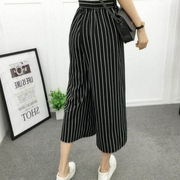 Women's Vertical-Striped Chiffon Wide-Leg Pants – Trendy & Elegant - MODISH X 