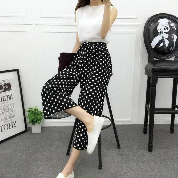 Women's Vertical-Striped Chiffon Wide-Leg Pants – Trendy & Elegant - MODISH X 
