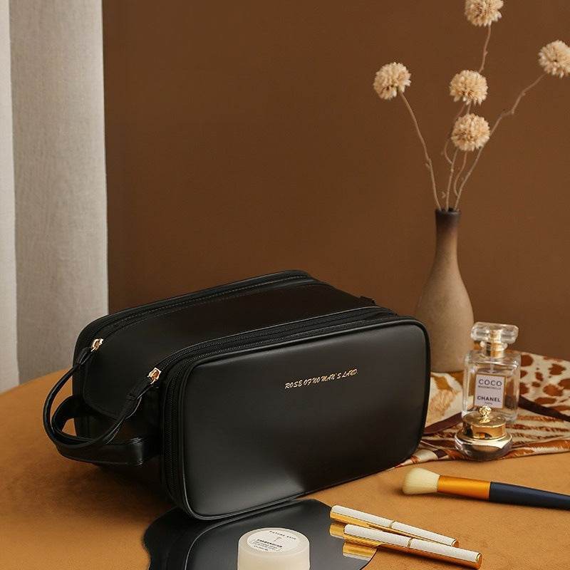 Women’s U-Shaped Triple-Layer Makeup Bag – High-Capacity PU Leather - MODISH X 