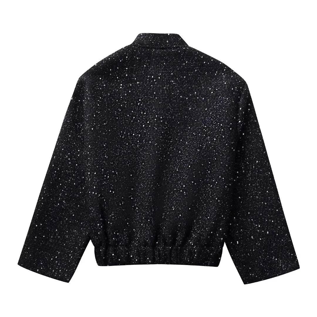 Women’s Shiny Sequin Y2K Gold Jacket – Bold, Dazzling & Chic - MODISH X 