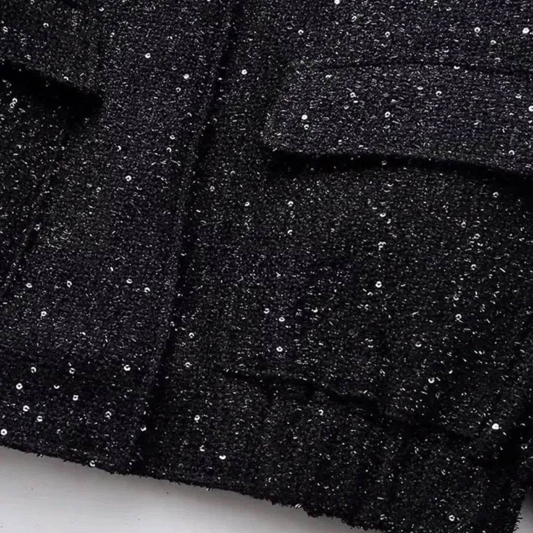 Women’s Shiny Sequin Y2K Gold Jacket – Bold, Dazzling & Chic - MODISH X 