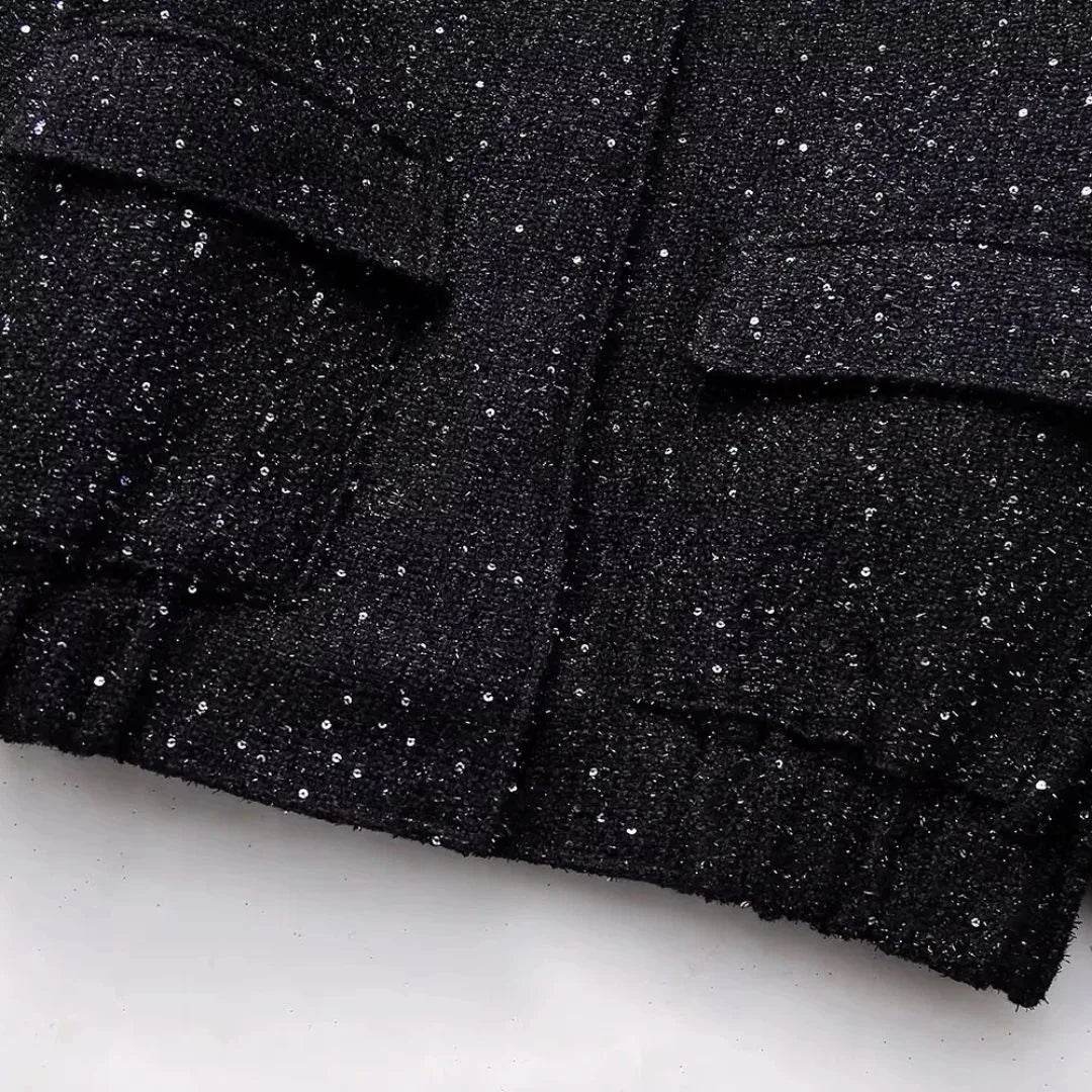 Women’s Shiny Sequin Y2K Gold Jacket – Bold, Dazzling & Chic - MODISH X 